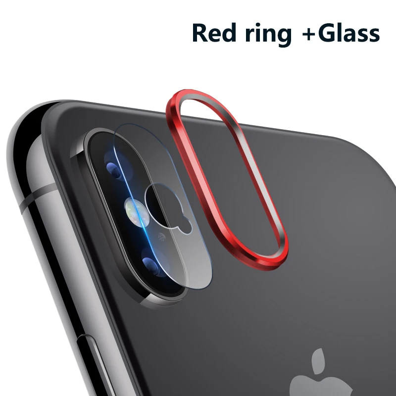 Camera Film For iPhone Xr Xs Max 7 8 Plus Full Cover Case Metal + Tempered Glass Screen Protector Rear Camera Lens Proctector