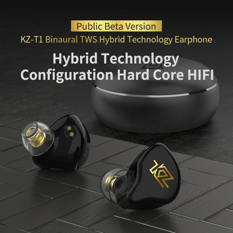 Плотным верхним ворсом KZ T1 наушники вкладыши TWS с Ture Беспроводной Hi Fi аудио