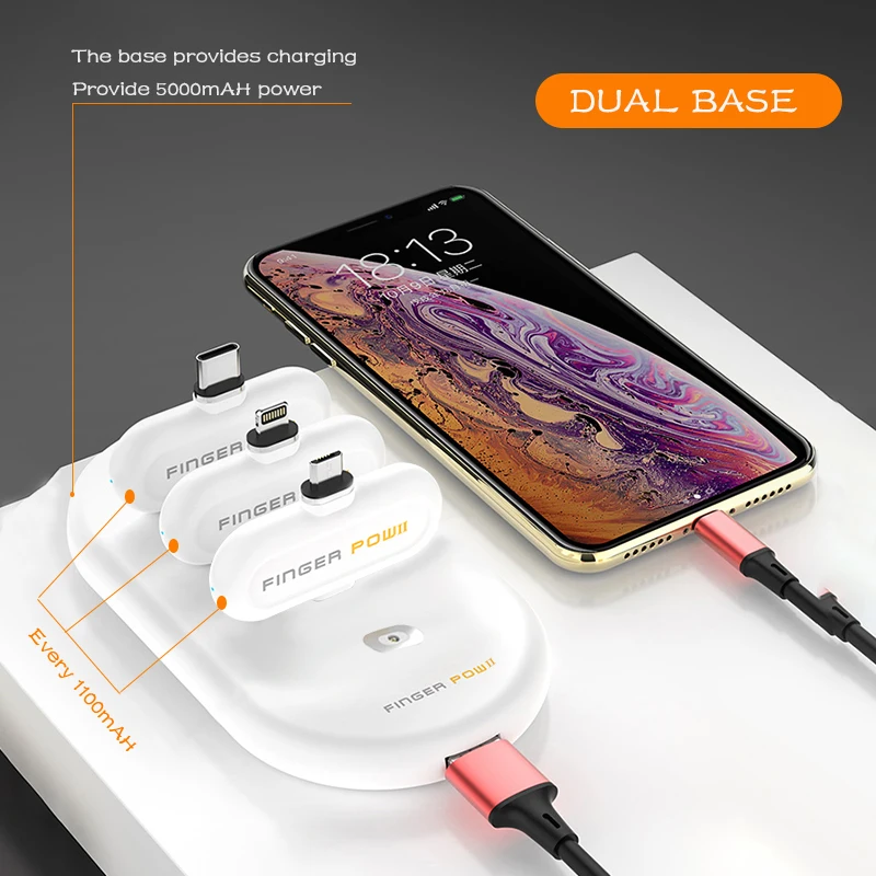 Беспроводной мини внешний аккумулятор Fingerpow для iPhone/Xiaomi/Samsung портативное