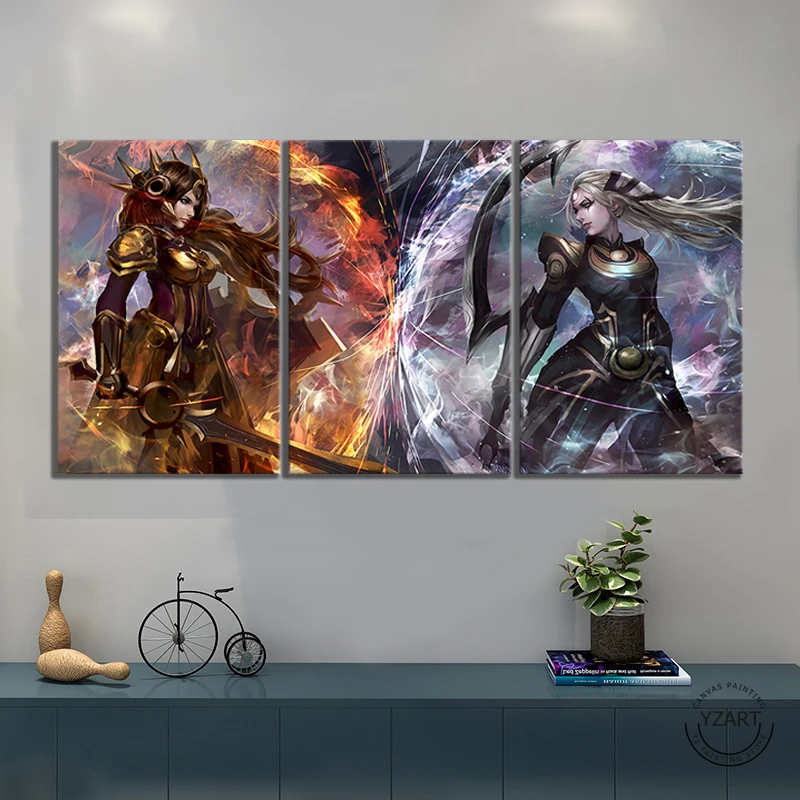 3 шт. LOL сестры Leona и Дианы плакат League of Legends высокой четкости изображения настенная