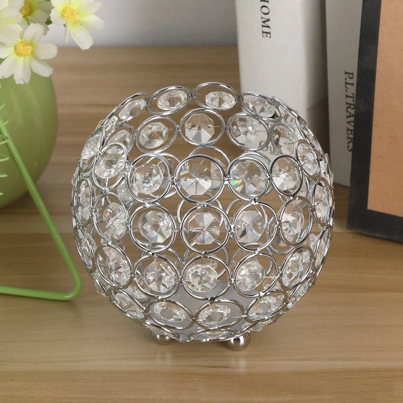 

ANGNYA 1Pc Luxurious Crystal Ball Wedding Candlestick Prop Pen Holder Makeup Brush Cosmetics Storage Box Vase Flower Arrangement