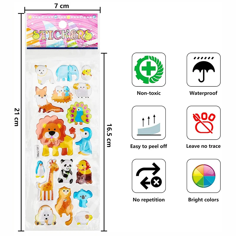 Lote de 40 pegatinas de dibujos animados en 3D, pegatinas de princesa hinchadas al azar, regalos para ni&ntilde;as y ni&ntilde;os, Festival, fiesta-3