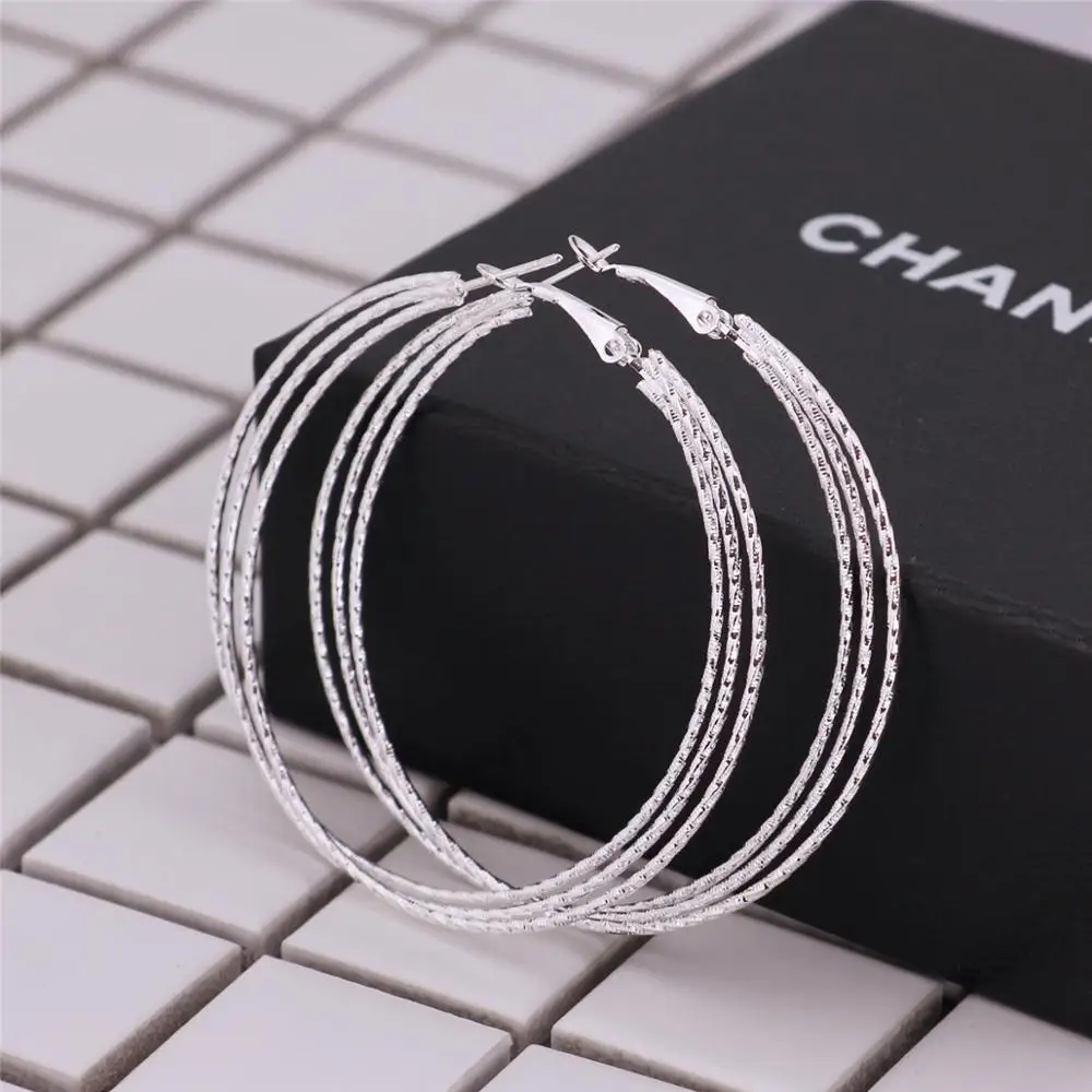 

BLIJERY New Multilayer Twist Hoop Earrings Basketball Brincos Silver Color Big Circle Earrings Women Jewelry Boucles d'oreill