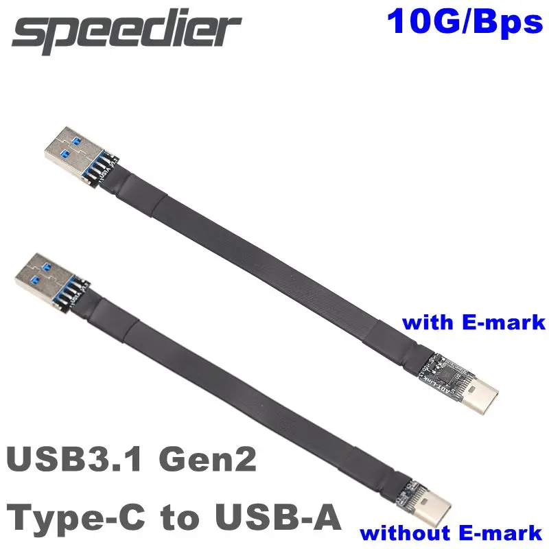 

Новинка 3A USB3.1 Gen2 Type C к USB A USB C кабель-лента плоский Наклонный вверх вниз USB 3.1 Type-C кабель передачи данных для быстрой зарядки с E-Mark