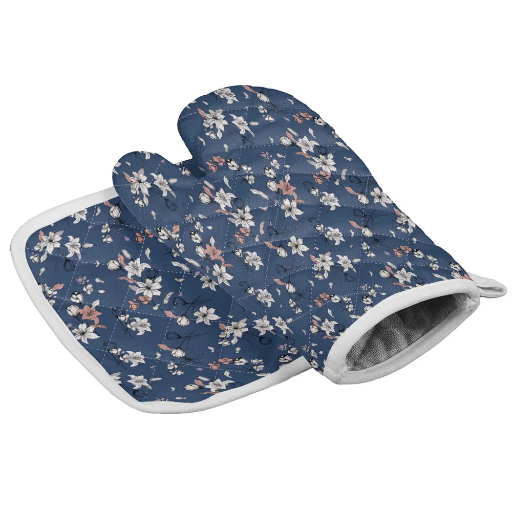 Ретро фланелевые печи митенки выпечки анти горячие перчатки коврик печь