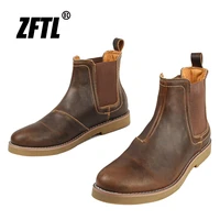 zftl mens british style chelsea boots casual martins boots men warm mens genuine leather ankle boots male tendon sole slip on