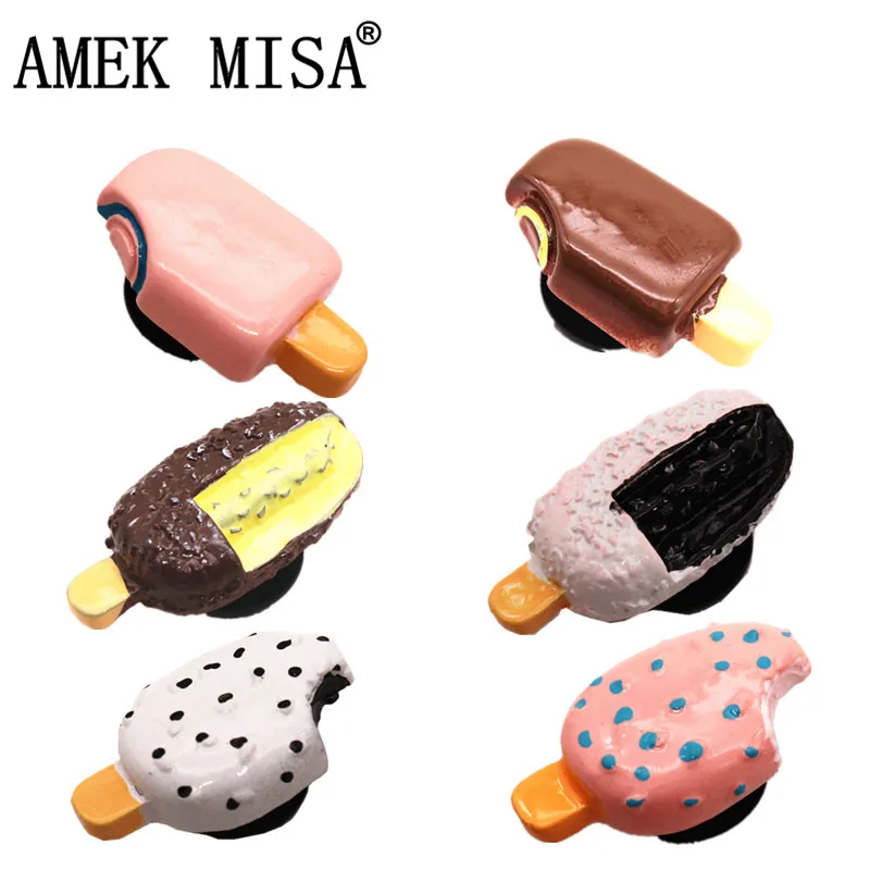 Mini Simulation Ice Cream Shoe Charms Decoration Realistic Chocolate Cold Drink Shoe Accessories fit croc jibz Kid's Party X-mas