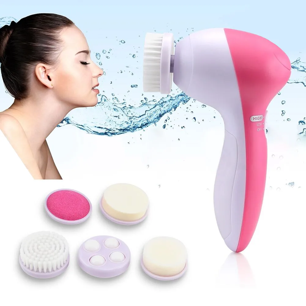 5 in 1 Professional Electric Facial Cleanser Wash Face Machine Pore Cleaner Mini Beauty Massager Brush Cleaning Skin Care | Красота и