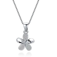 ly 925 sterling silver free shipping korean style high quality zircon flower necklace for women trendy fashion charm jewelry
