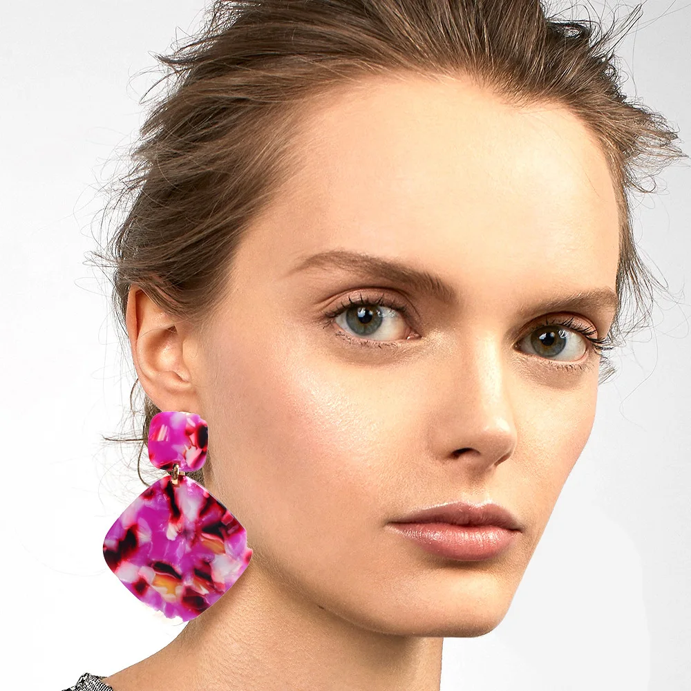 2020 большие фиолетовые квадратные акриловые Висячие серьги для женщин модные