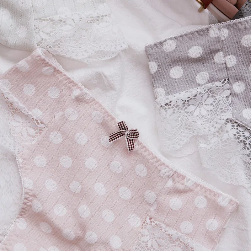 Женские трусики в горошек SP &amp CITY бесшовные хлопковые стиле ретро с милым бантом