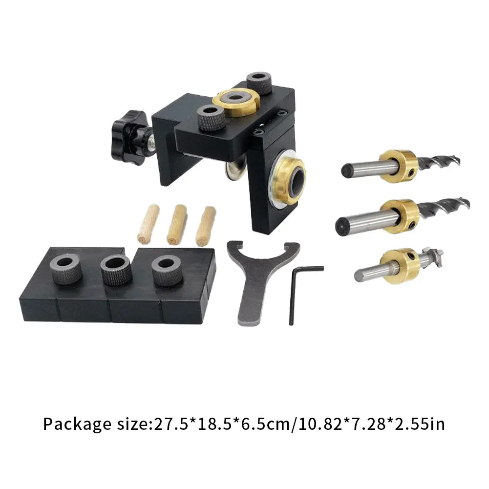 

Woodwork 3 In 1 Adjustable Doweling Jig Punch Locator Drilling Guide Locator Hole Opener For Drilling Guide Locator Puncher Tool