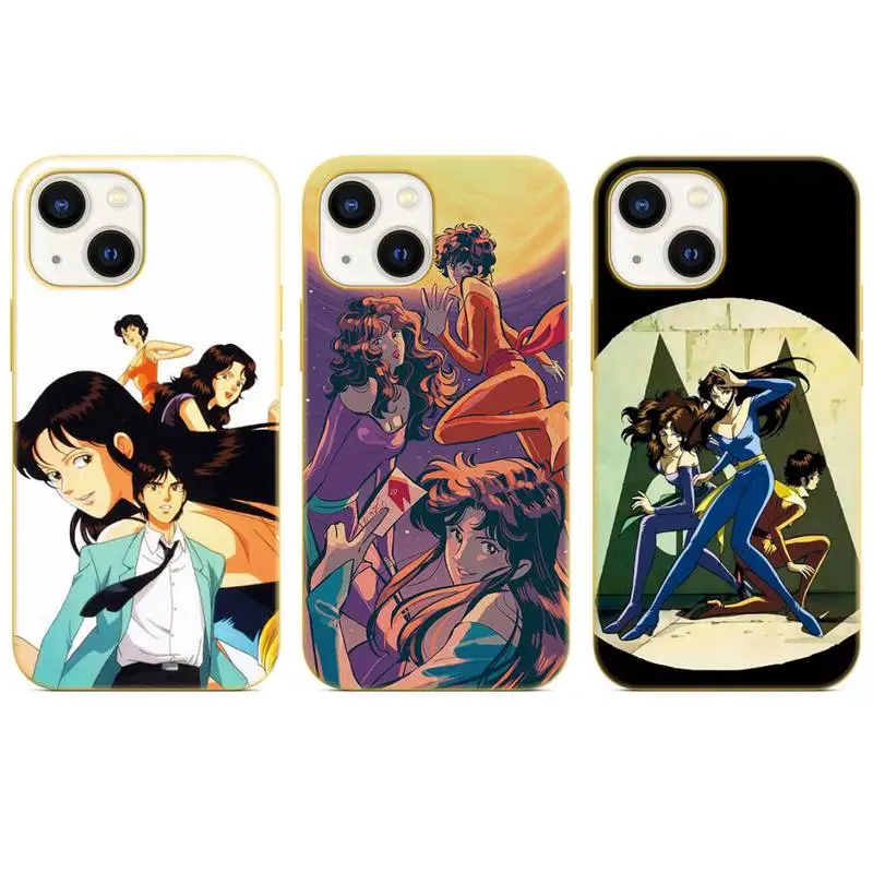 

Cats Eye Anime Cartoon Retro Phone Case Yellow Color For iPhone 13 12 11 X XR XS Mini Pro Max 6 7 8 Plus Cover Funda