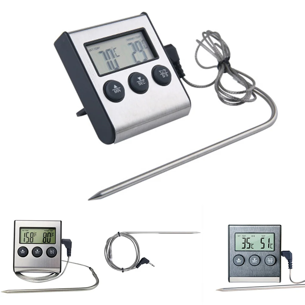 Кухонный цифровой термометр с ЖК дисплеем зонд для духовки и мяса таймер