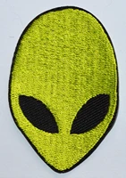 5 pcs green alien head universe space et ufo area 51 flying saucer embroidered sew on iron on patch about 4 6 cm