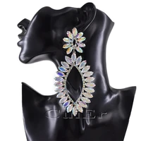 cuier 5 shiny glass rhinestones drop big earrings dangle crystal wedding for women gold drop oversize jewelry