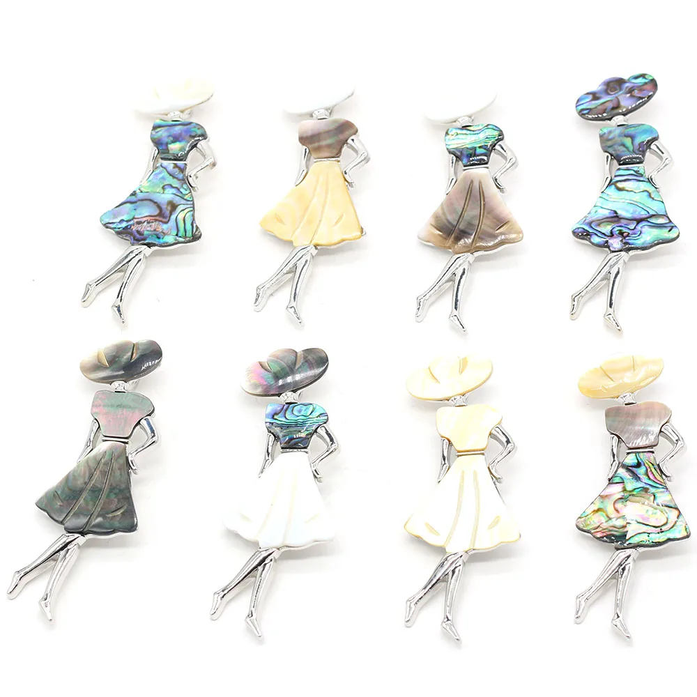 

1pcs Natural Shell Pendant Beauty Shape Abalone Shell Brooch Pendant Charm for DIY Jewelry Making Women Jewelry Gifts 30x38mm