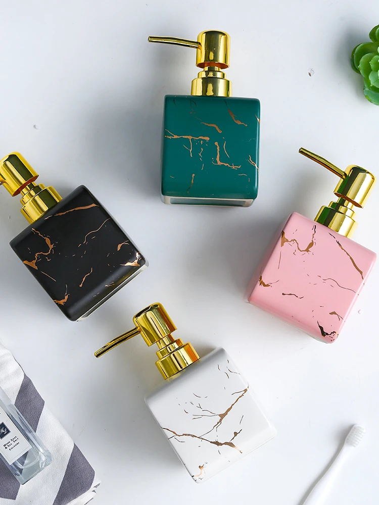 Креативная квадратная керамическая бутылка для лосьона с мраморным узором