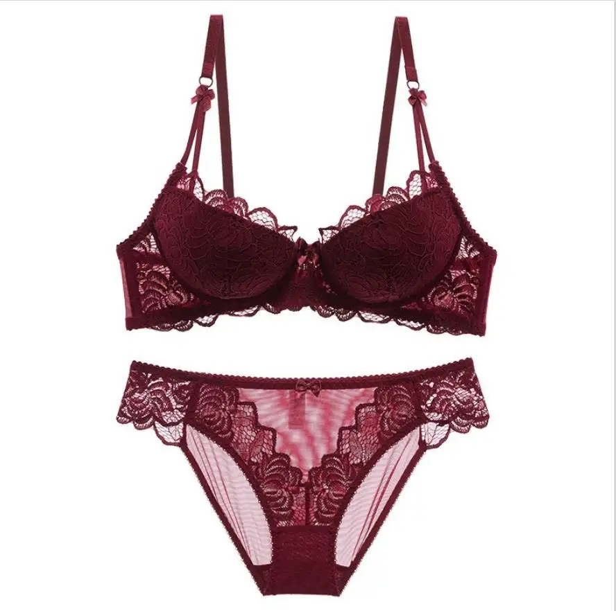 Комплект женского кружевного нижнего белья с чашками пуш ап|Комплекты белья| |