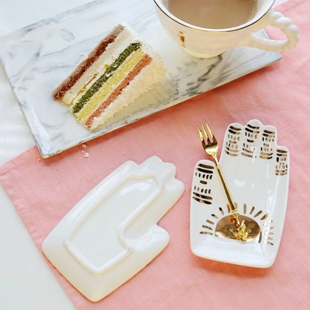 Десерт покрытый керамической ювелирной плитой поднос для стола позолоченное