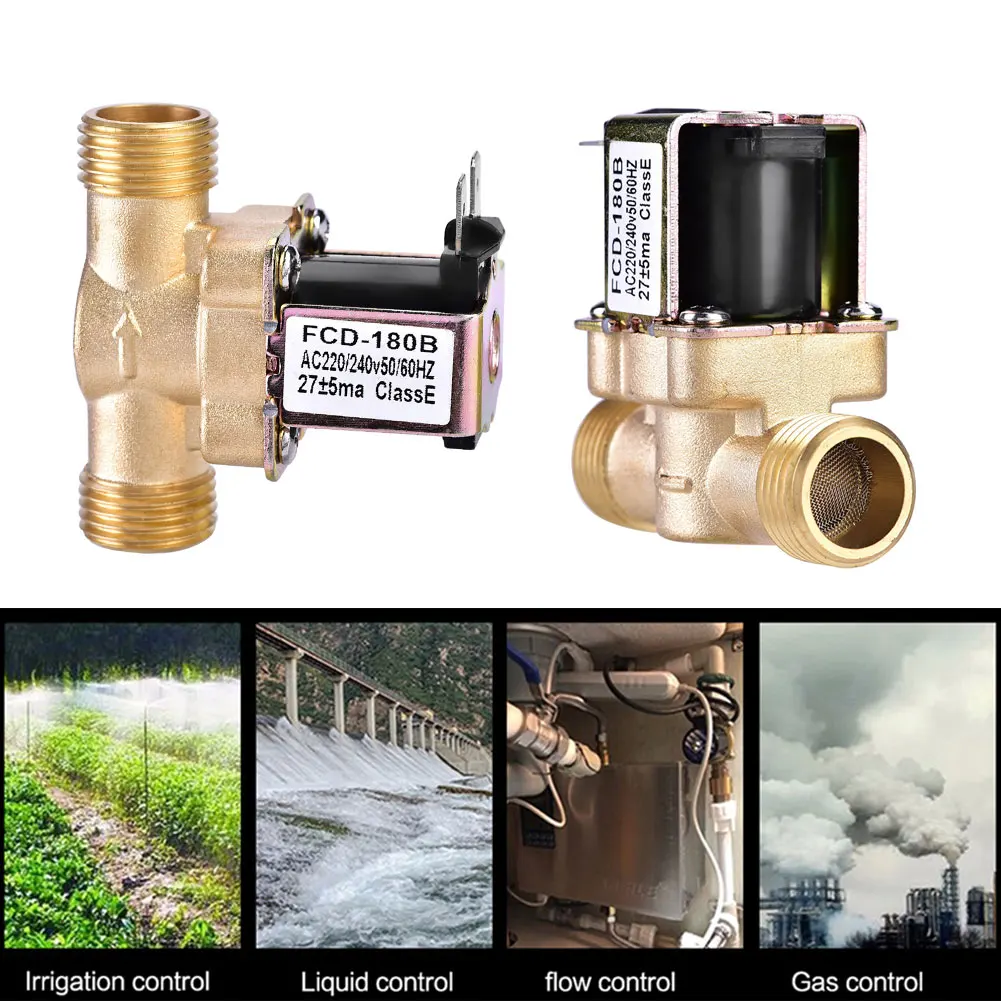 

Water Valve Brass Electric Solenoid For Normally Closed Water Control Inlet Flow Switch 220V Switch For Solar Water Heater Valve
