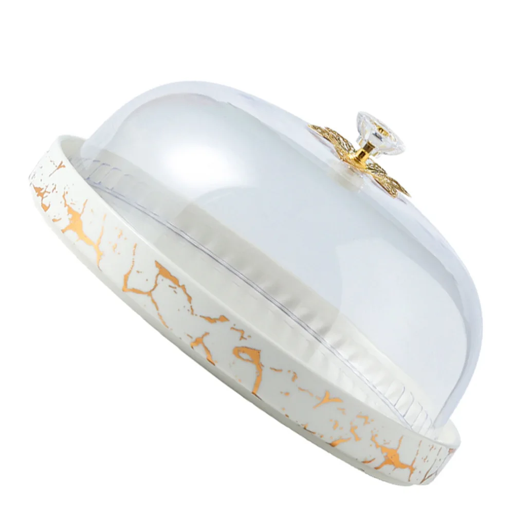 

1Pc Fruit Dessert Serving Tray Cake Plate Cake Platter with Lid (White)