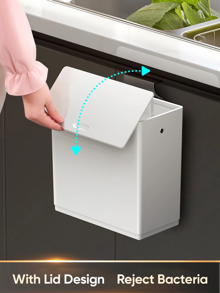 JOYBOS Garbage Bin Household Kitchen Convenient Wall-Mounted Non-Perforated Clamshell Cabinet Bedroom Waste JX26 | Дом и сад