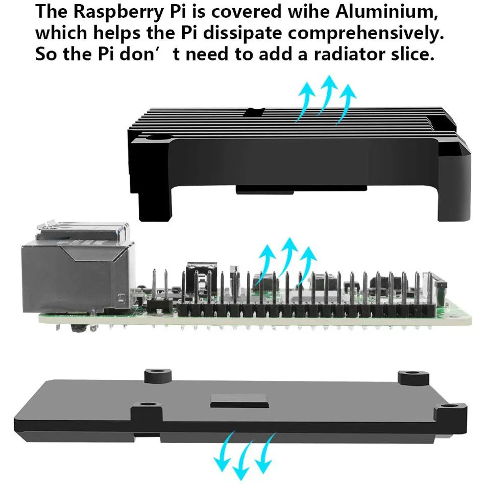 Чехол для Raspberry Pi 4 Model B алюминиевый защитный корпус из Пассивного Охлаждения и