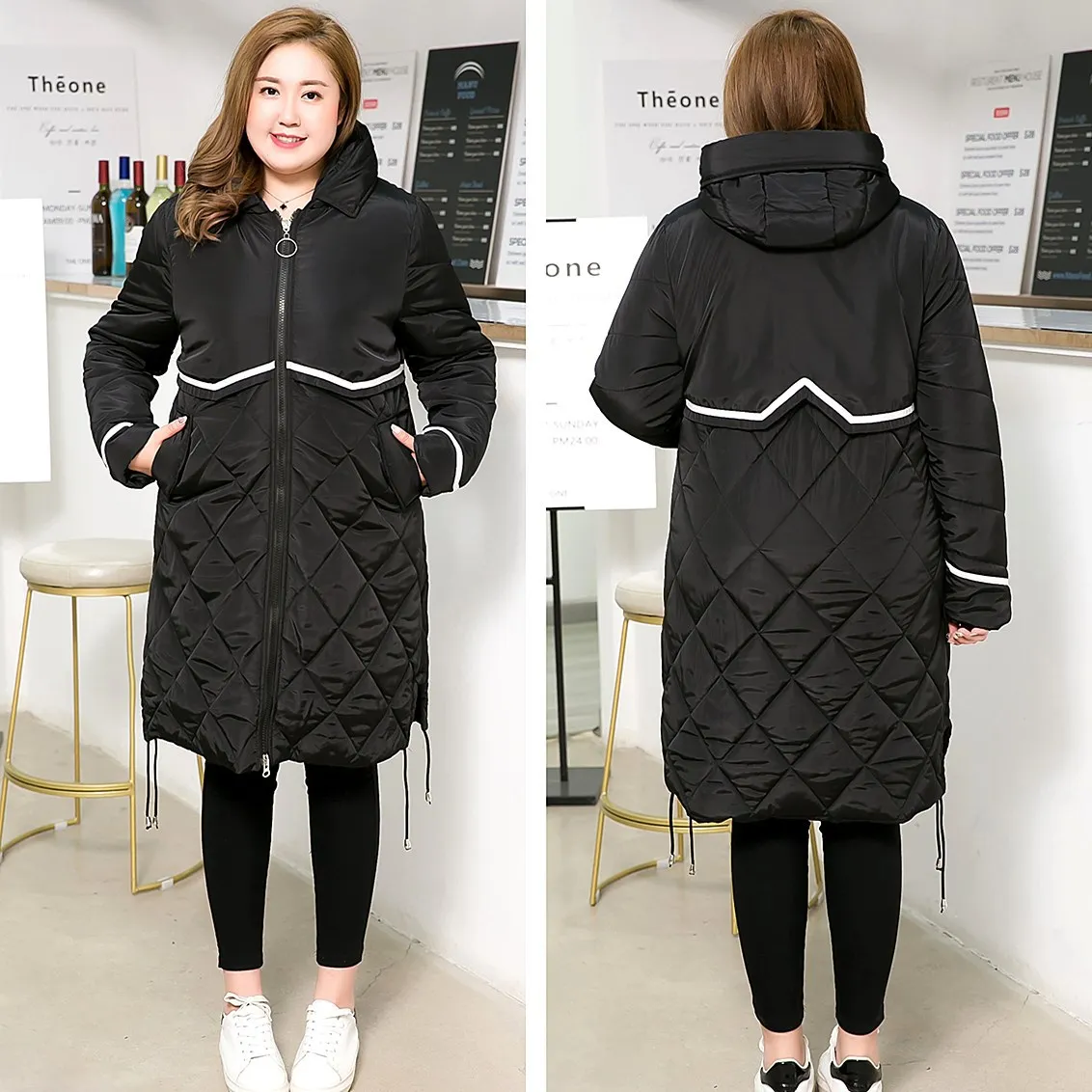 Женские зимние пальто больших размеров с капюшоном белая Толстая теплая длинная