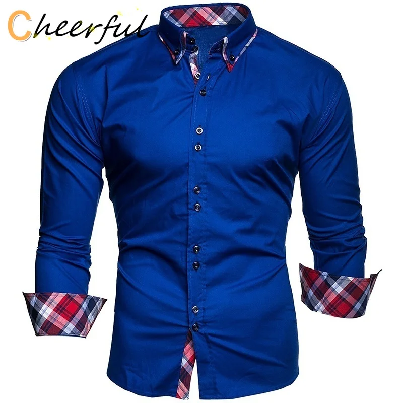 

Классическая Повседневная деловая Мужская классическая рубашка, мужская хлопковая приталенная рубашка с длинным рукавом, Мужская классич...