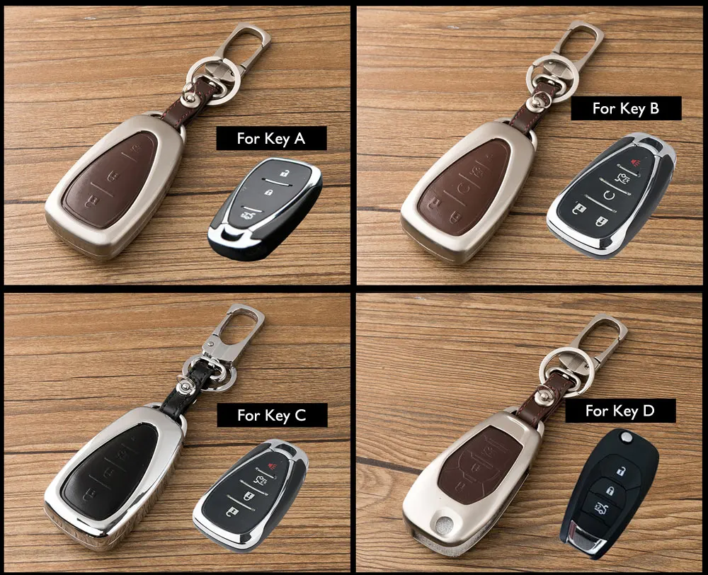 Чехол для автомобильного ключа из цинкового сплава и кожи Chevrolet 2016 2017 Camaro Cruze Malibu