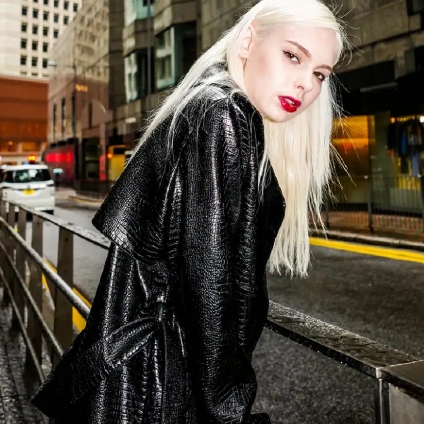 Новинка куртка из искусственной кожи ветровка женская зимняя с имитацией