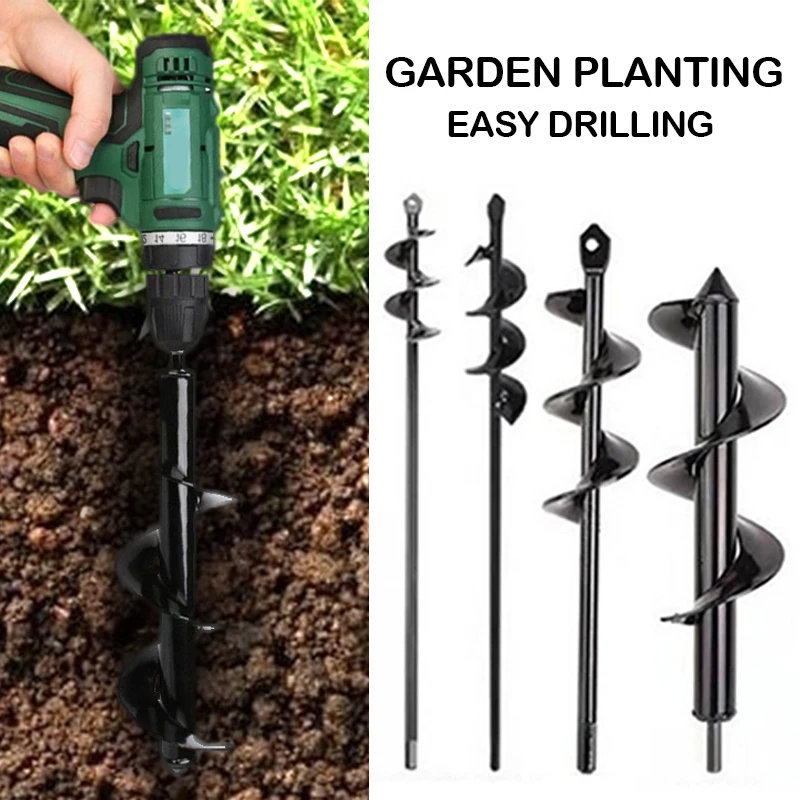 

10 Size Garden Auger Flower Planter Spiral Drill Bit Hex Shaft Hole Digger Yard Gardening Planting Bedding Bulbs Seedlings