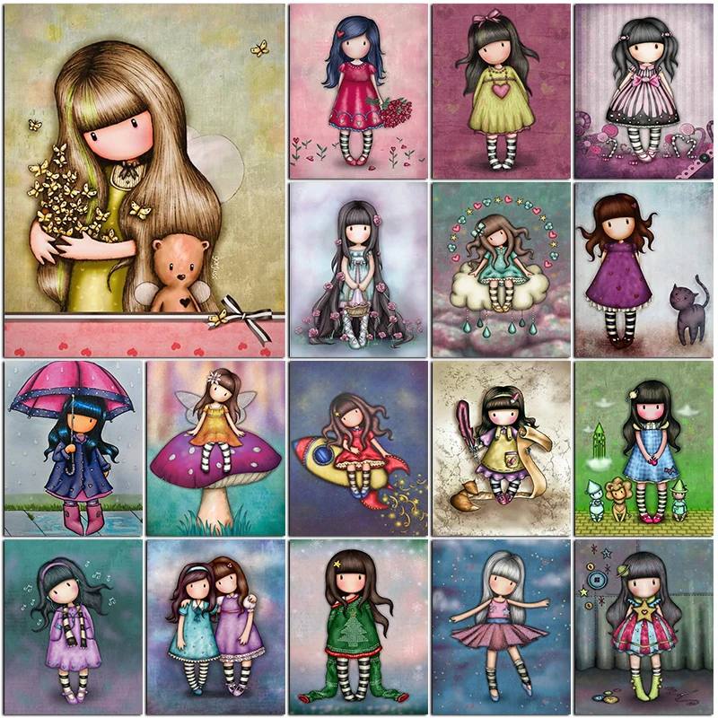 5D алмазная живопись Мультяшные девушки вышивка кукла аниме сделай сам