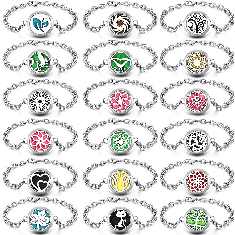 

2019 Aroma Jewelry Angel Wings Style Bangle Stainless Steel Essential Oil Diffusing Perfume Magnetic Locket Adjustable Bracelet