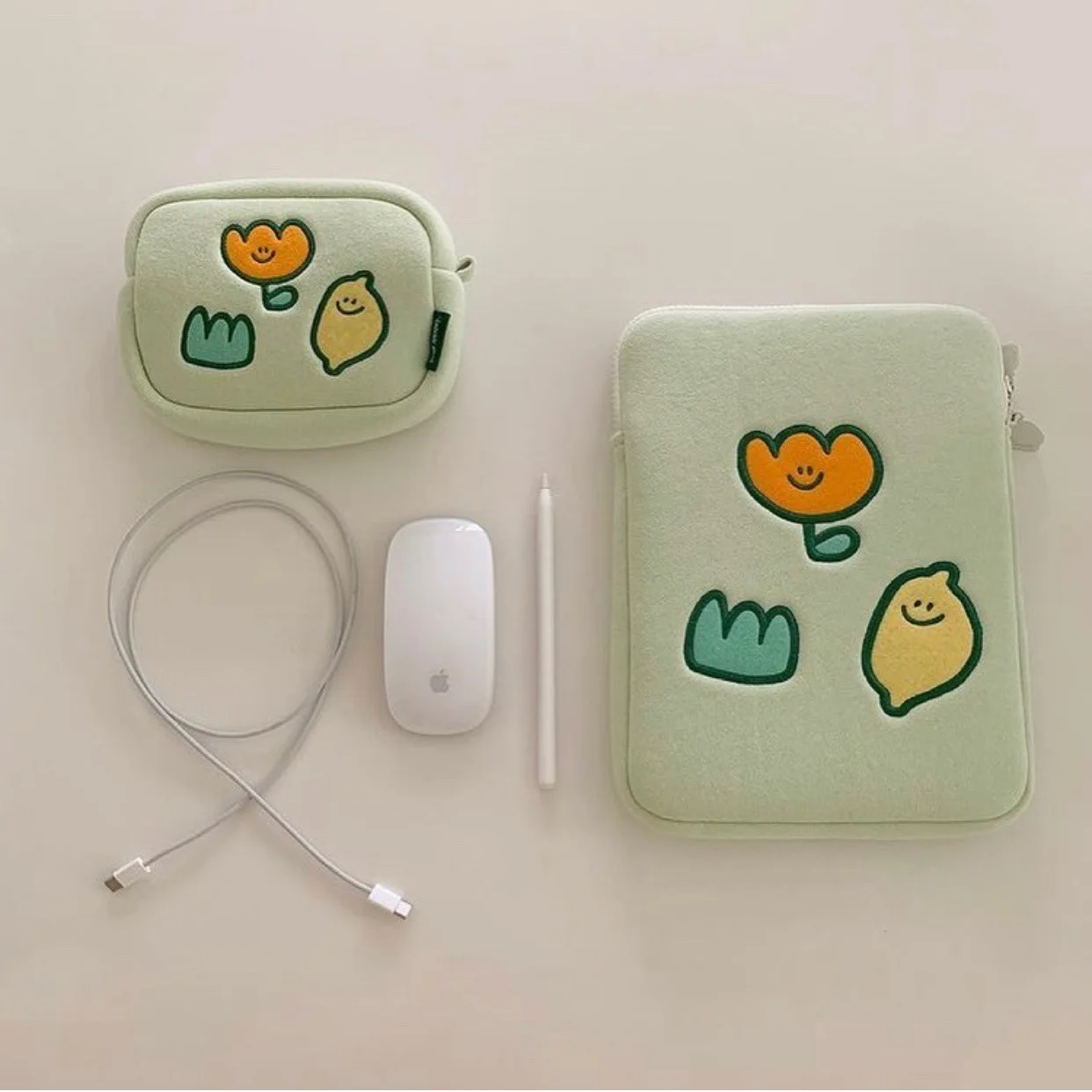 

Южная Корея, ins, лимонная вышивка, цветы, сумка для планшета iPad, сумка для ноутбука, клатч, сумка для компьютера, милая и популярная