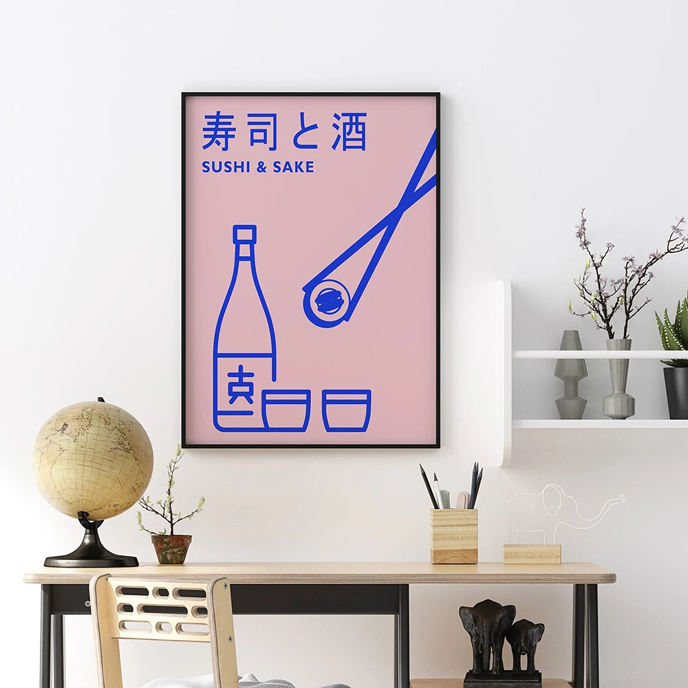 

Sake Poster Japanese Food Restaurant Canvas Painting Soba Noodles Art Print Nordic Retro Wall Picture For Living Room Home Decor
