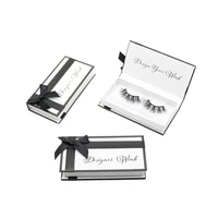 unique white matte eyelash box with black bow customize eyelash packaging with logo wholesale mink lashes with packing
