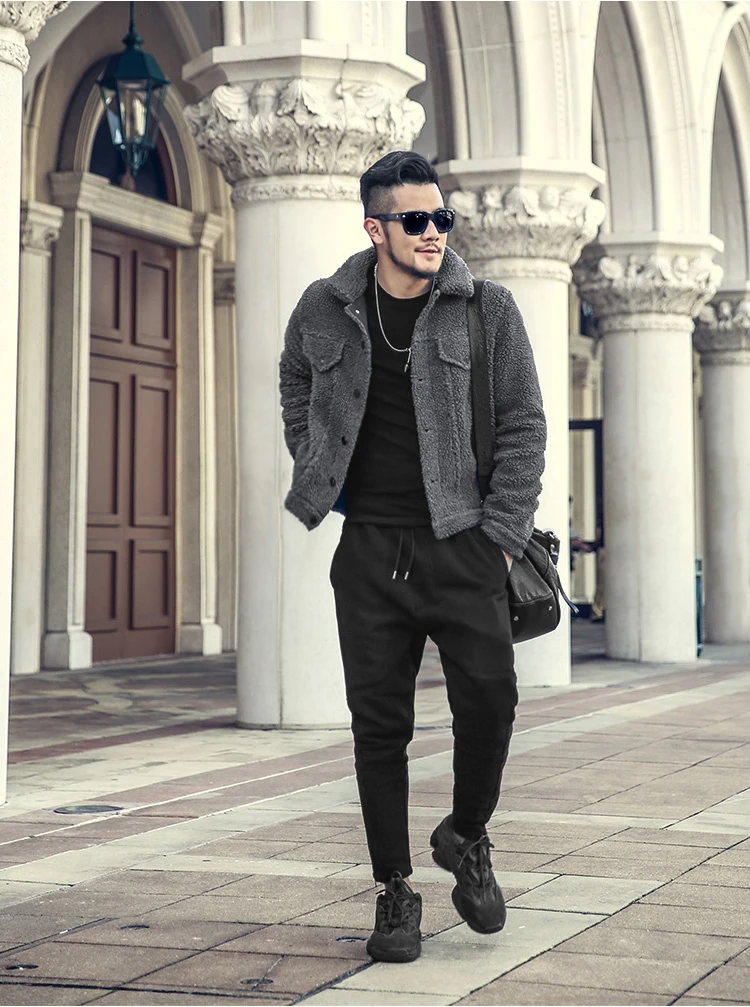 Мужские брюки на молнии черные утолщенные тонкие повседневные штаны шаровары с