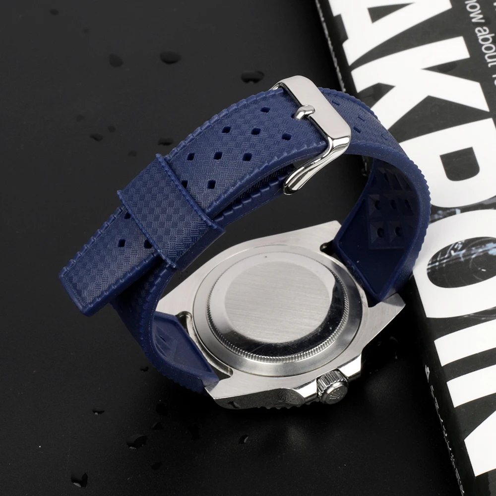 Tropical Fluorine Rubber Watch Band 20mm 22mm Waterproof Porous Breathable Diving Sport Men Women Watch Strap Replacement