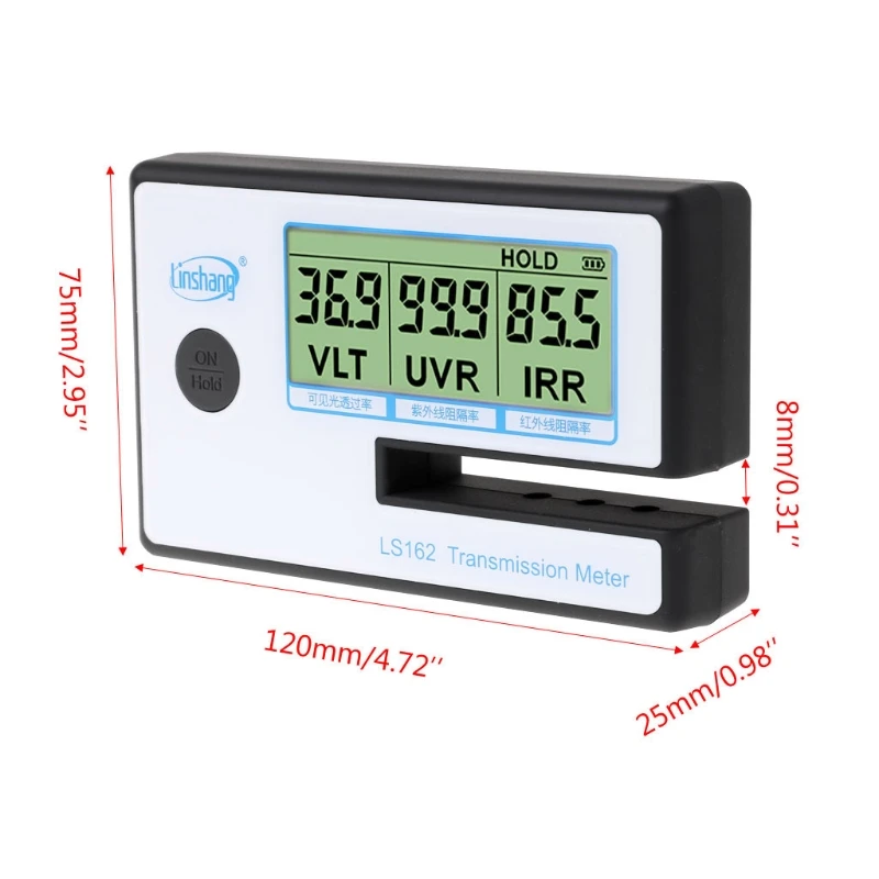 

LS162 Window Tint Meter Solar Film Transmission Meter VLT UV IR Rejection Tester D0AC