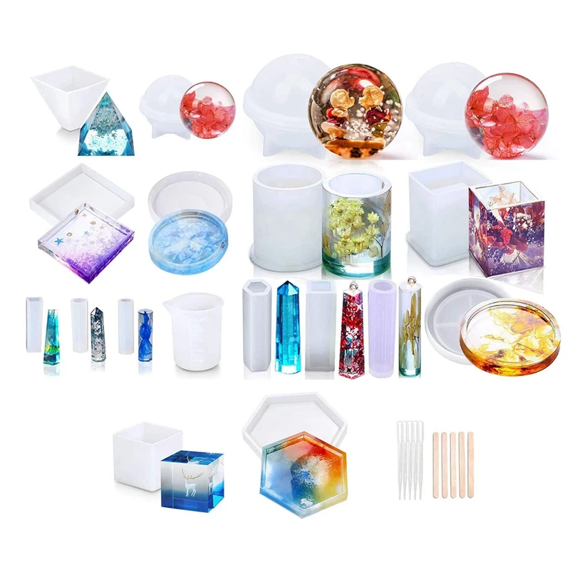 

Формы для смолы, 20 шт., формы для силиконовой смолы «сделай сам» с 8 шт. силиконовых эпоксидных смол, формы для литья CNIM Hot