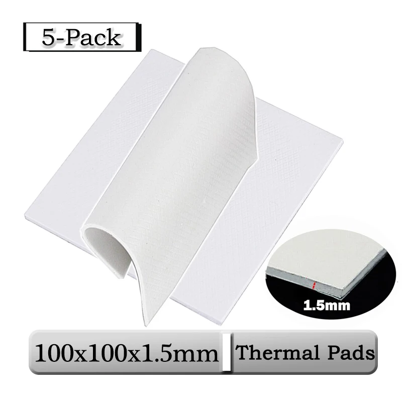 

5Pcs/lot Gdstime 100mmx100mmx1.5mm White 0.15cm Thickness CPU Cooling Pad 100mmx1.5mm 15mm Conductive Silicone Thermal Pads