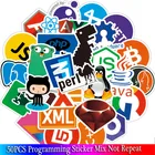 Наклейки для программирования Java JS Php Docker Bitcoin Html Cloud Language, забавные наклейки с приложением для ноутбука, автомобиля, наклейки сделай сам, 50 шт.
