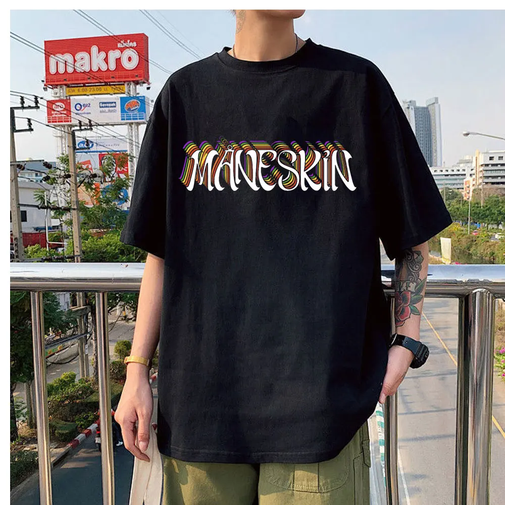 

Summer Italian Band Logo Maneskin Print Cool Men Women Short Sleeve T-shirts Graphic Tee Shirt Oversize Cotton All-match T-shirt