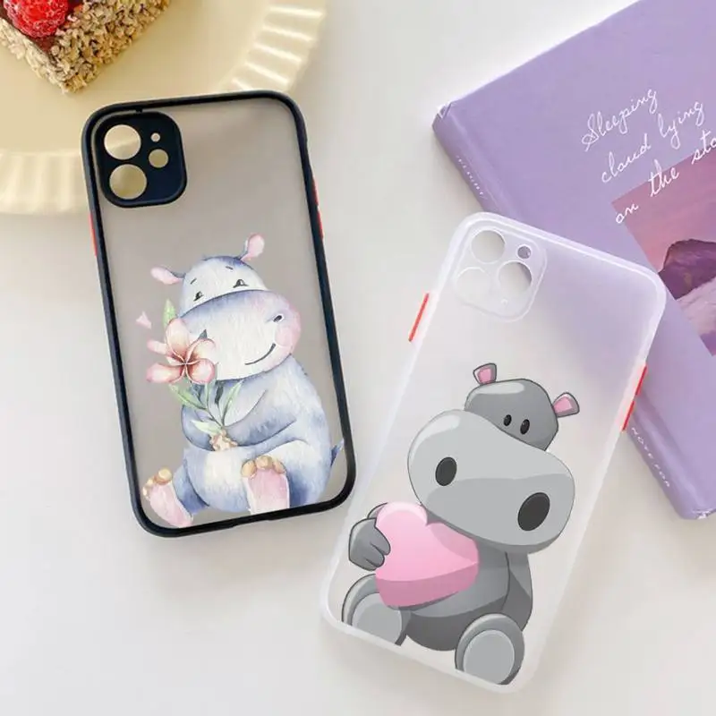 

Hippo hippopotamus Cute Phone Case matte transparent For iphone 7 8 11 12 13 plus mini x xs xr pro max cover