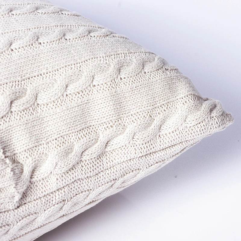 Шерстяная наволочка чехол бежевые вязаные Чехлы для подушек с декоративными