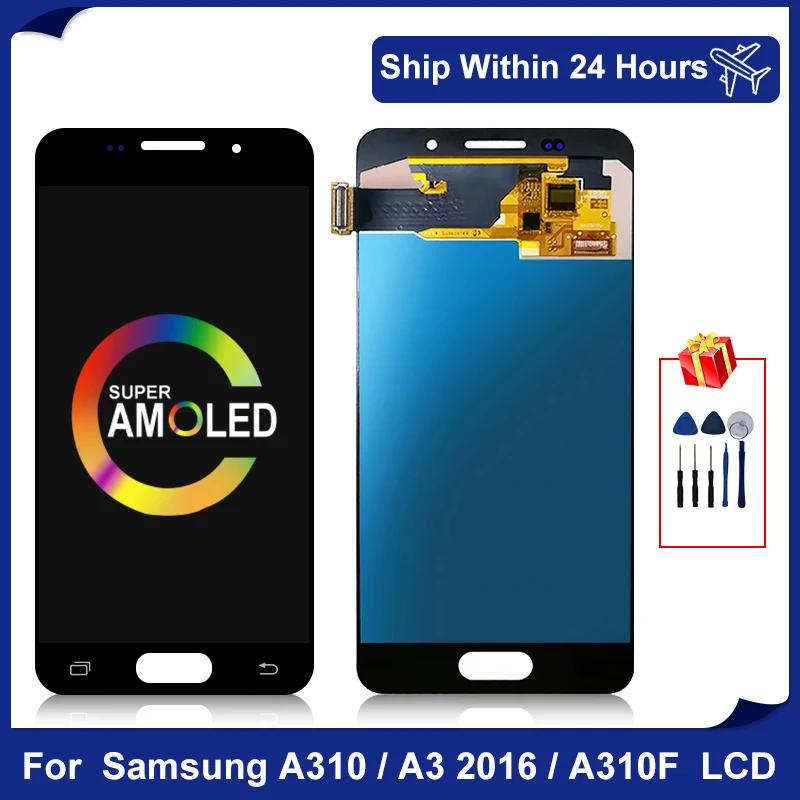 Super AMOLED для Samsung Galaxy A310 2016 ЖК-дисплей сенсорный экран дигитайзер запасные части A3