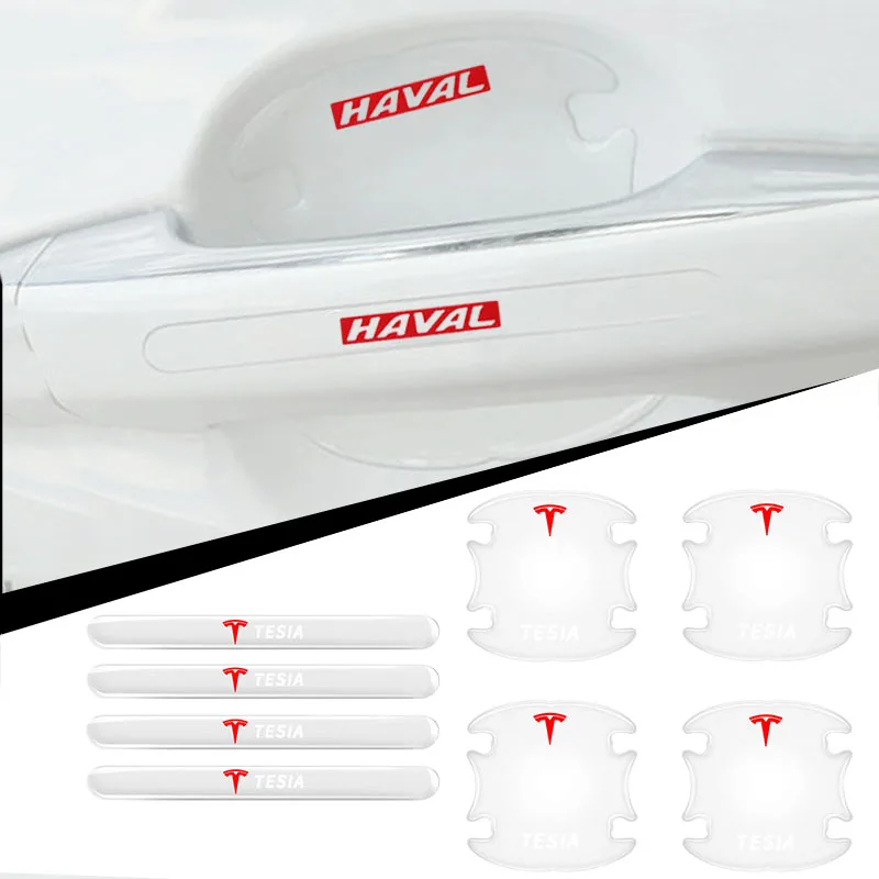 

8pcs car door handle transparent silicone anti-collision protection strip For Tesla model s x 3 2021 coil bonina k80