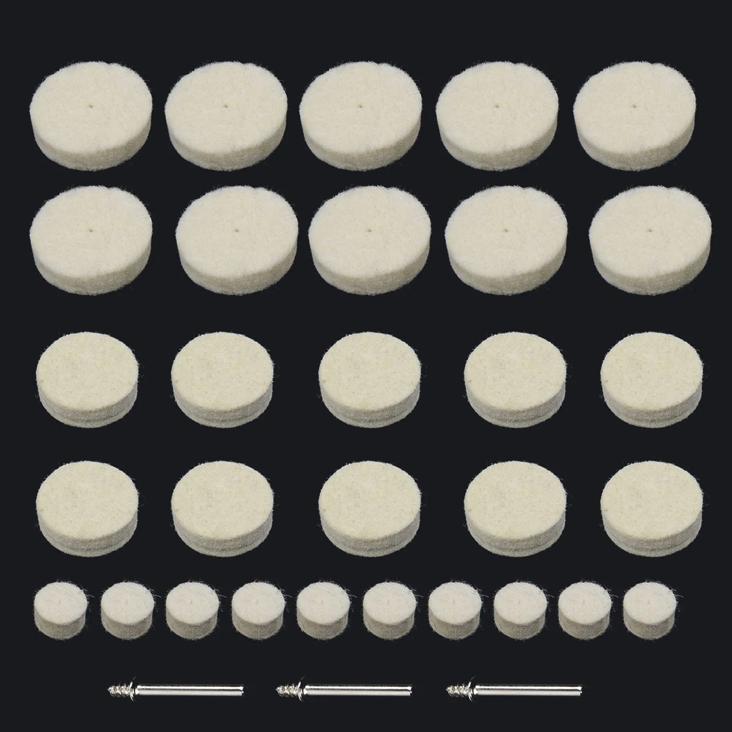 

30pcs Felt Polishing Buffing Pads Wheel Wool Plastic Rotary Tool Kit Set + Shank
